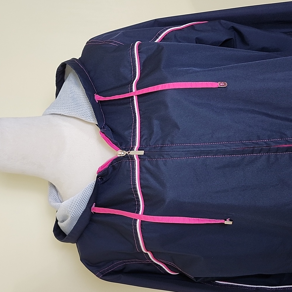 Fleet Street Petite Women's Navy & Pink Lightweight Jacket, Size Petite Large